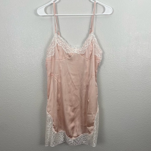 Free People Aries Pink Satin Lace Slip Dress - Picture 6 of 13
